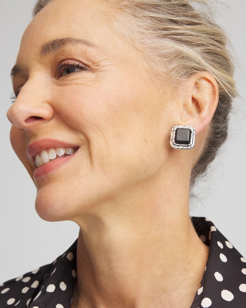 No Droop™ Onyx Square Clip-On Earrings | Chico's